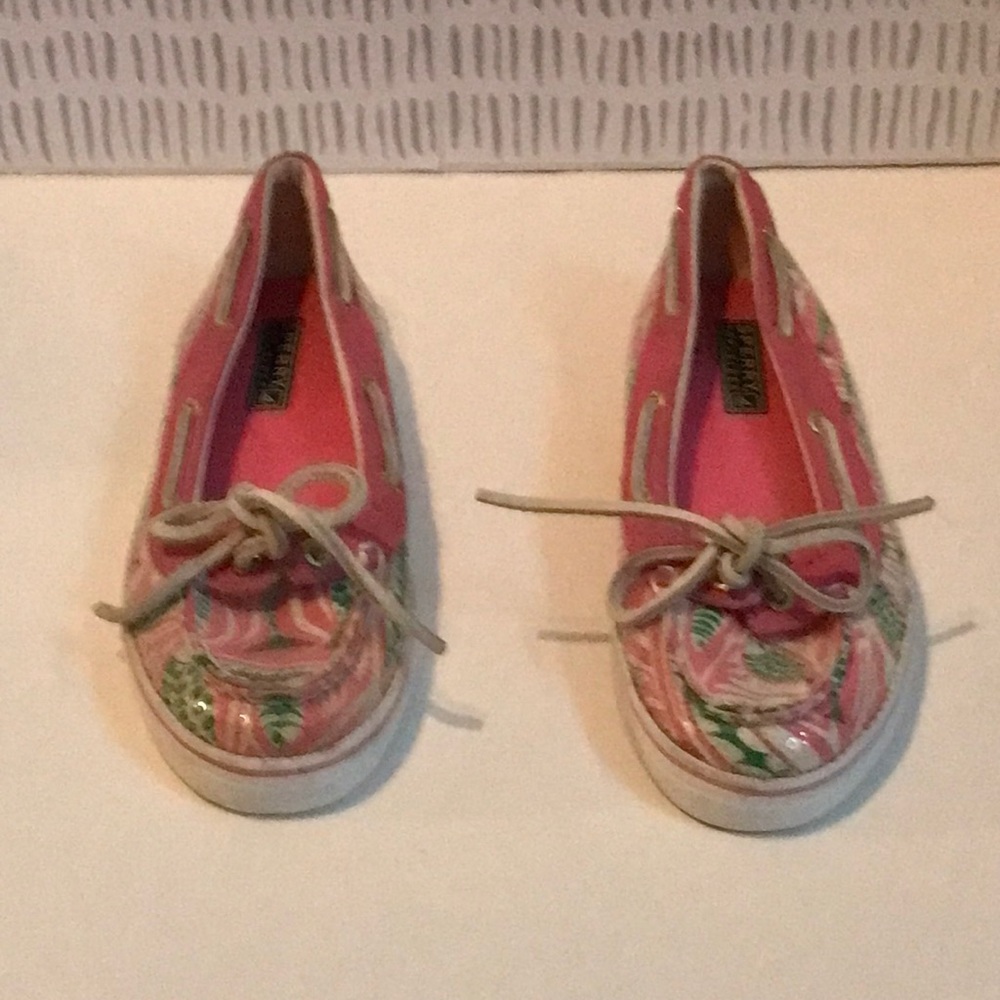 Sperry Top-Slider pink,white and green Tri-color